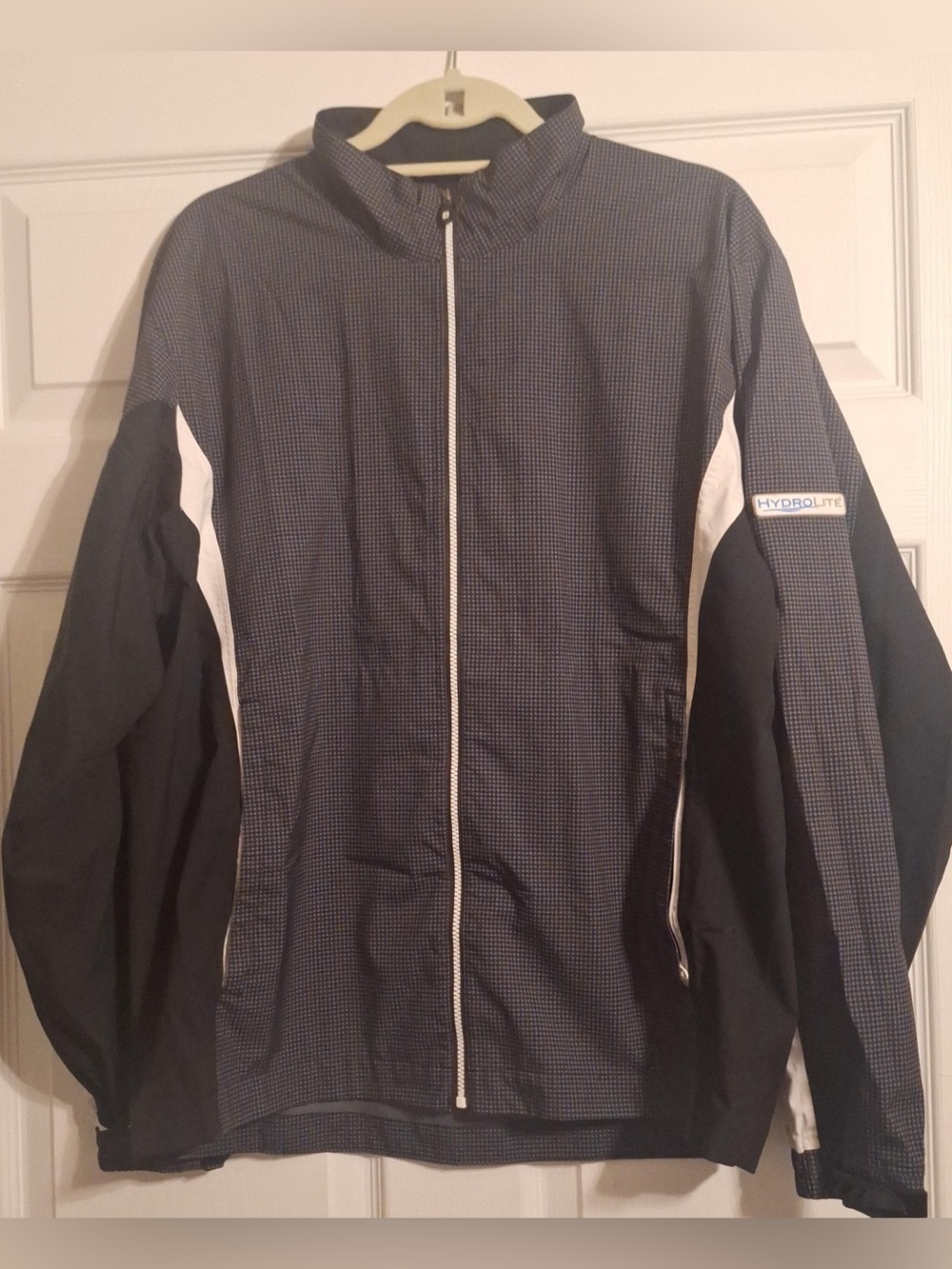 FootJoy Jacket Mens Medium Black White HydroLite Zip Up Waterproof Golf Rain